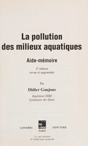 Couverture de La pollution des milieux aquatiques