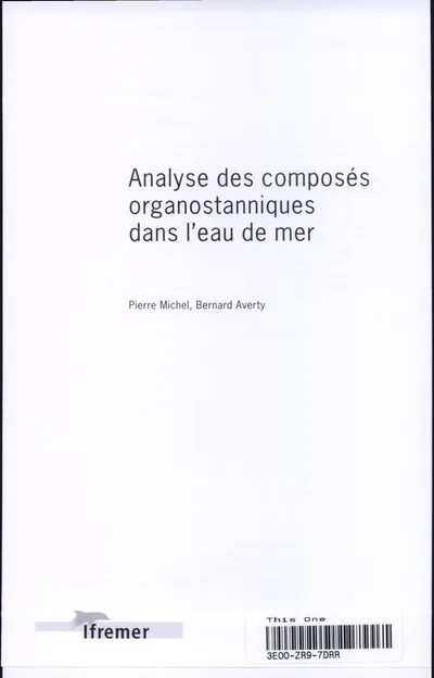Couverture de Analyse des composés organostanniques dans l'eau de mer