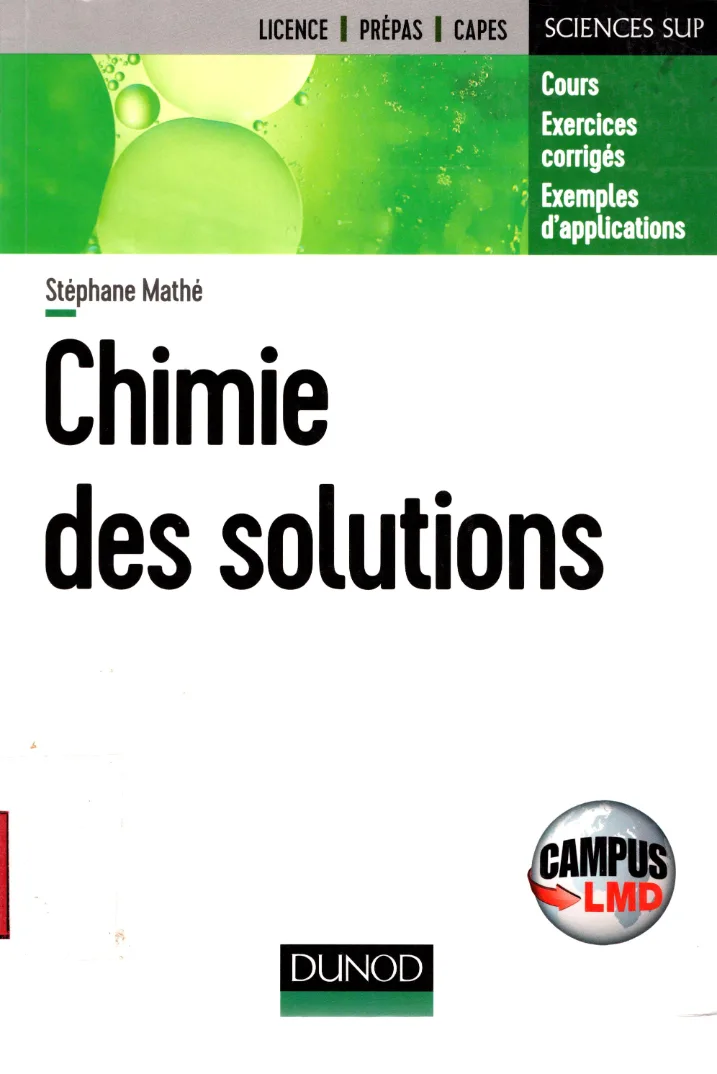 Couverture de Chimie des solutions