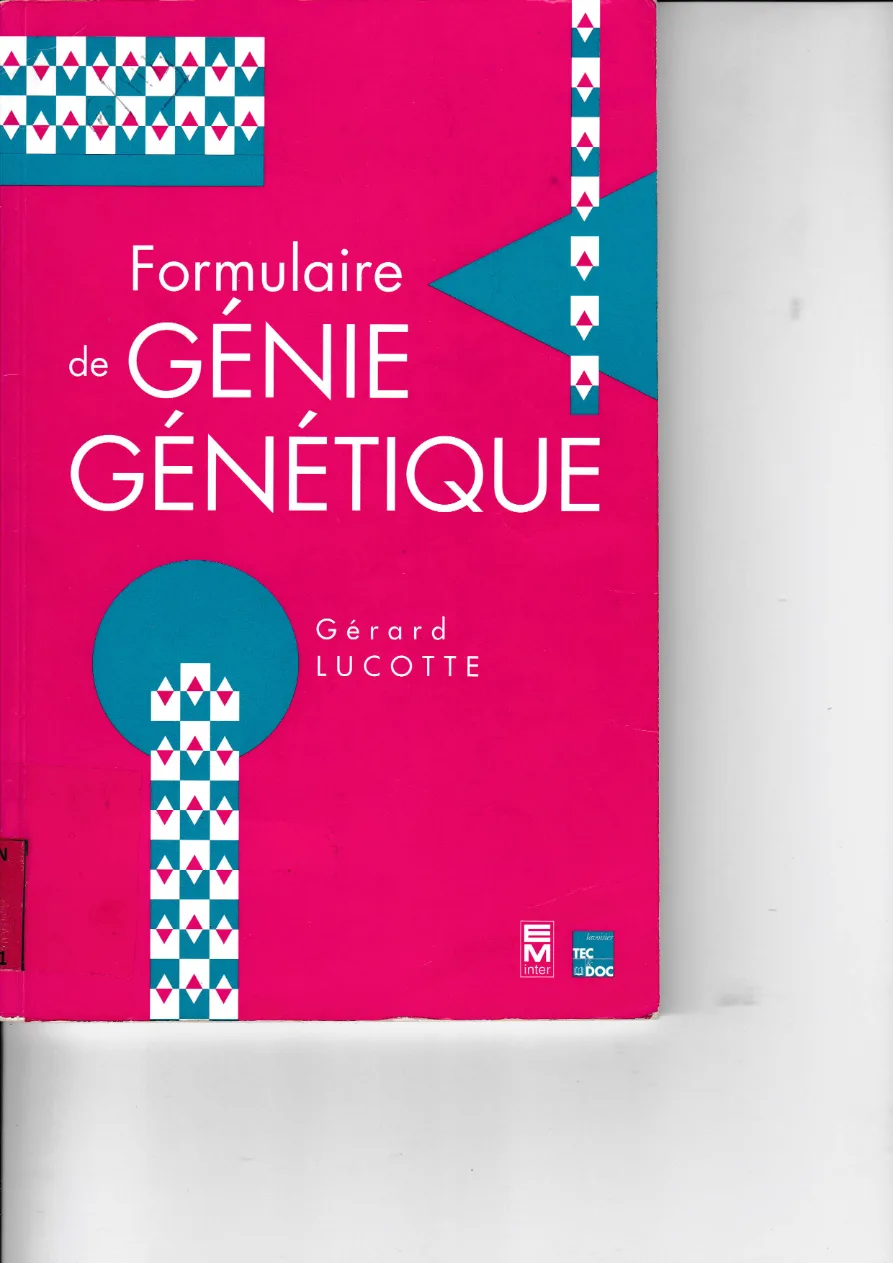 Couverture de Formulaire de génie génétique