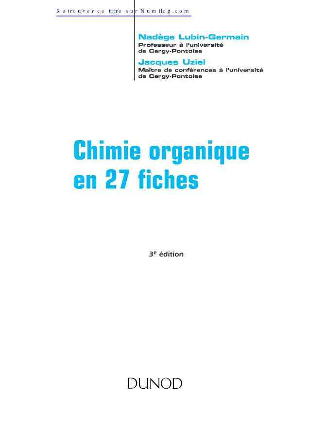 Couverture de Chimie organique en 27 fiches