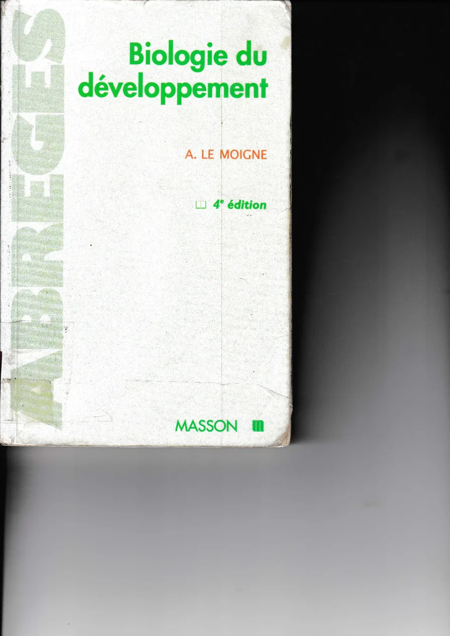 Couverture de Biologie du développement