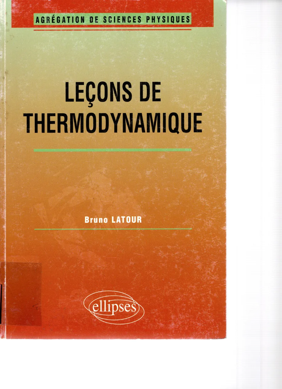 Couverture de Leçons de thermodynamique