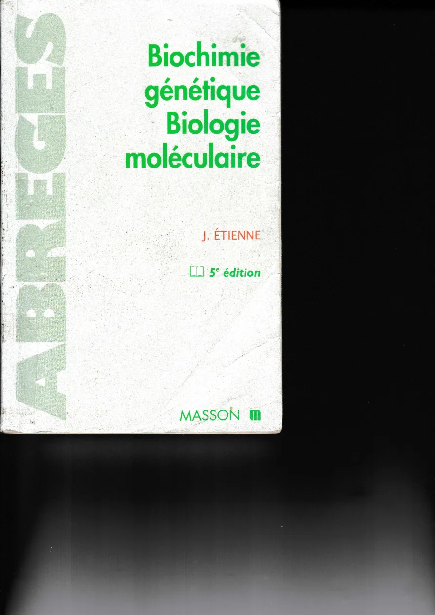 Couverture de Biochimie génétique, biologie moléculaire