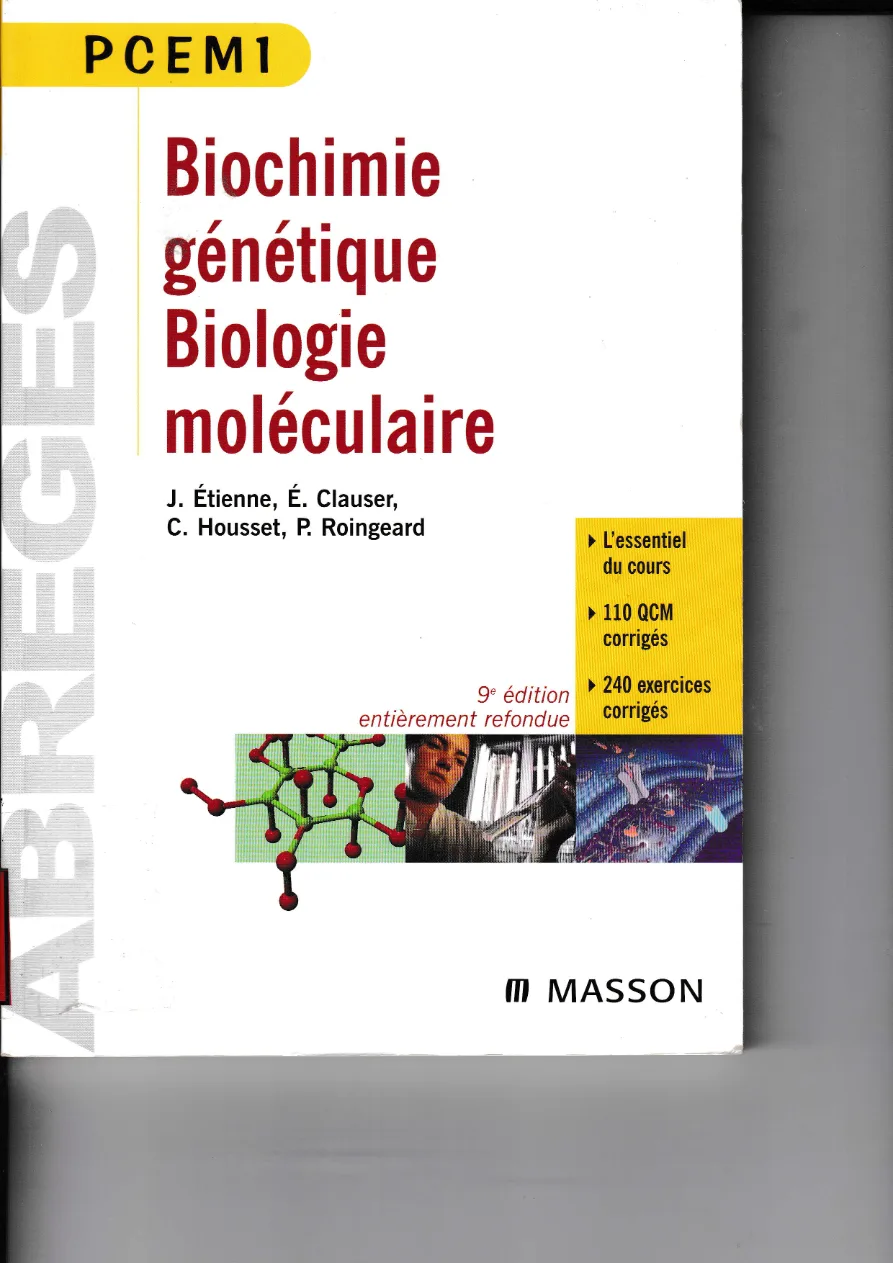Couverture de Biochimie génétique, biologie moléculaire