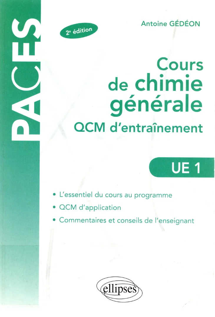 Couverture de Cours de chimie générale ue1