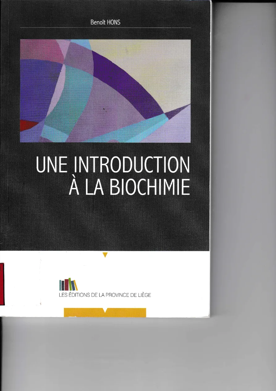 Couverture de Une introduction à la biochimie