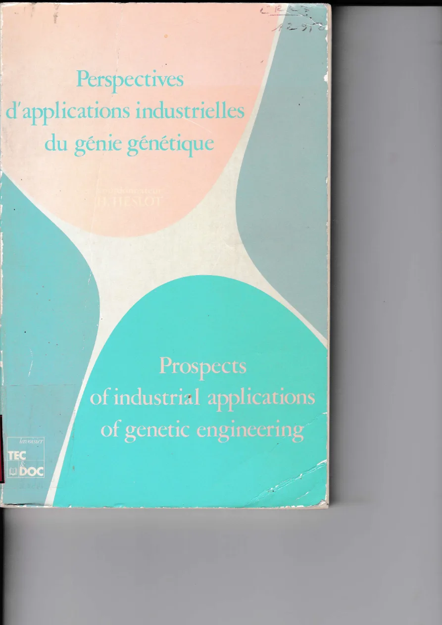 Couverture de Perspectives d'applications industrielles du génie génétique