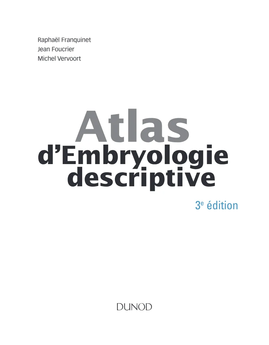 Couverture de Atlas d'embryologie descriptive