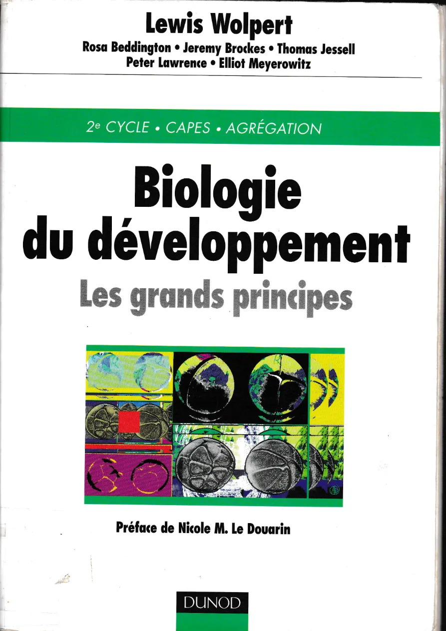 Couverture de Biologie du développement