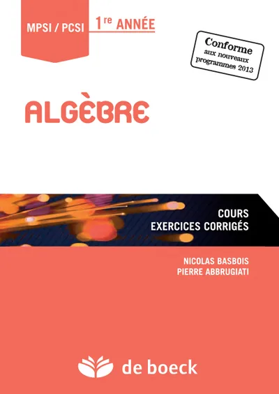 Couverture de Algébre MPSI/PCSI 1er année