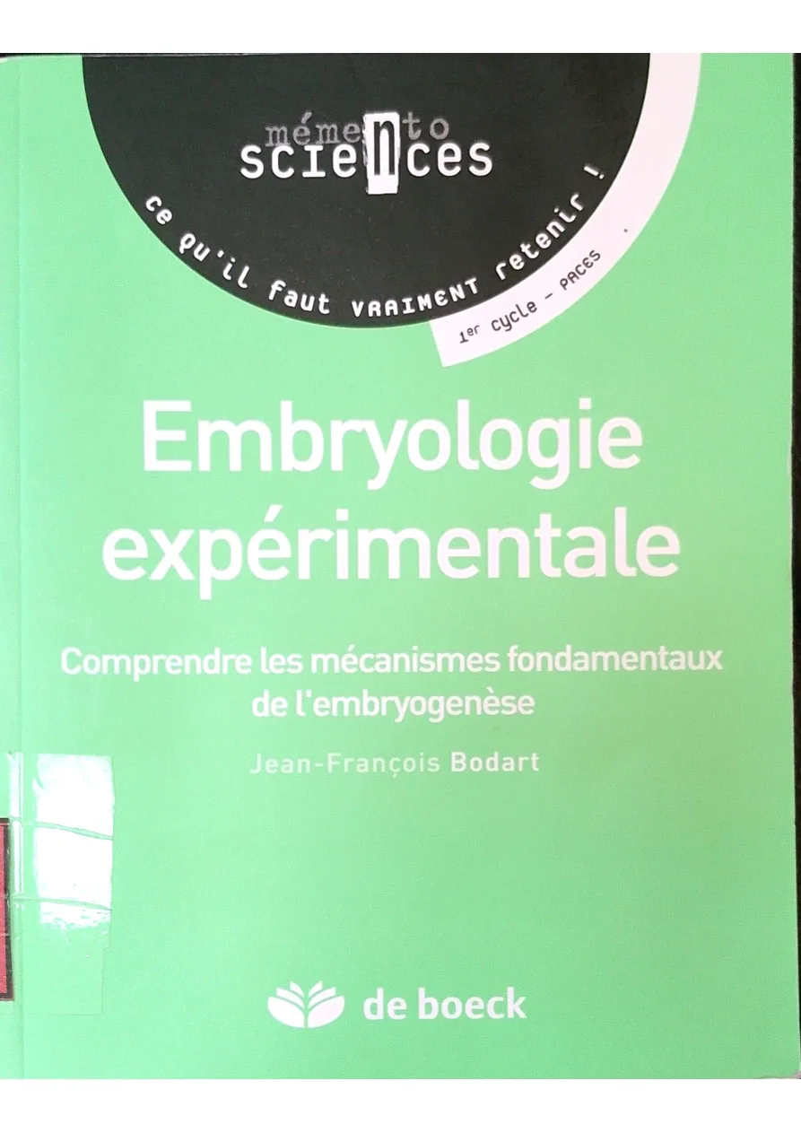 Couverture de Embryologie expérimentale : comprendre les mécanismes fondamentaux de l’embryogenèse