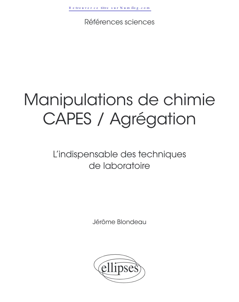 Couverture de Manipulations de chimie
