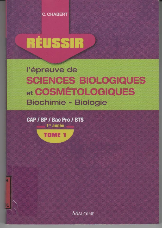 Couverture de Réussir l'épreuve de sciences biologiques et cosmétologiques