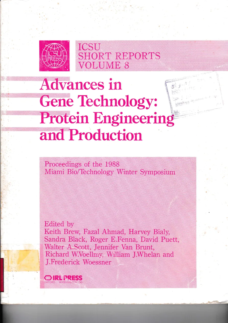 Couverture de Advances in gene technology