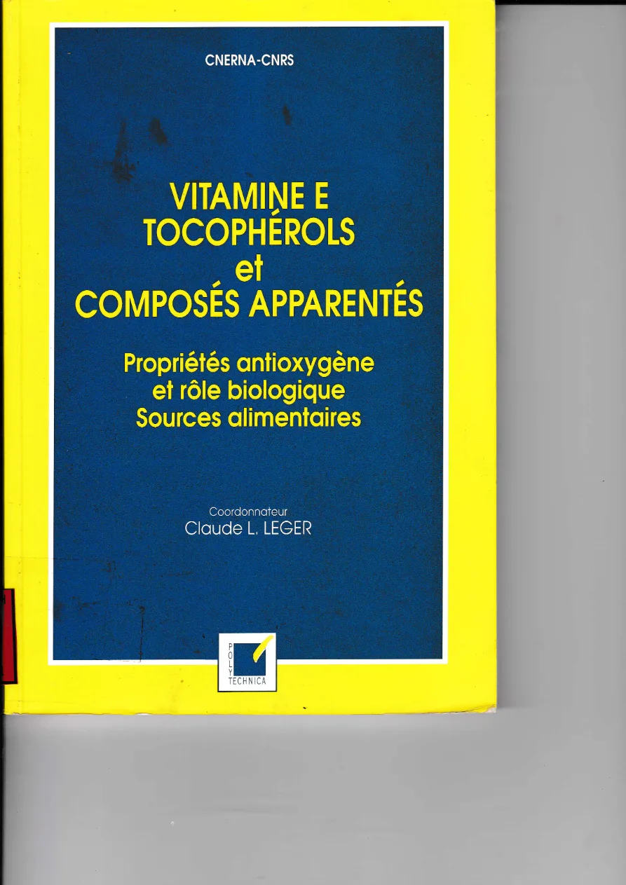 Couverture de Vitamine E, tocophérols et composés apparentés