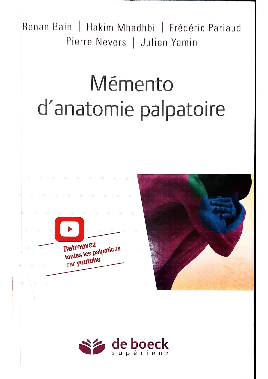 Couverture de Mémento d'anatomie palpatoire