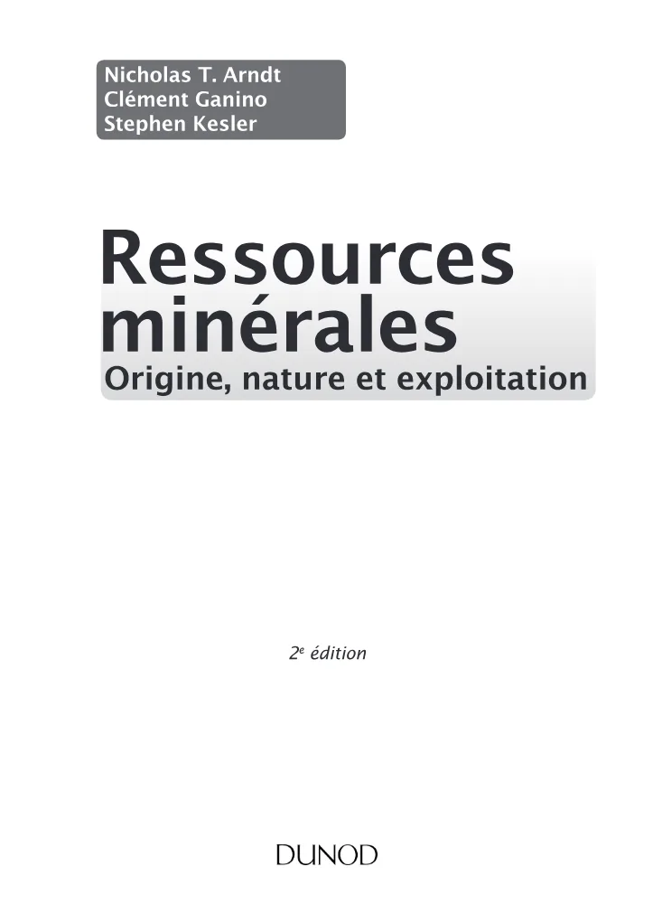 Couverture de Ressources minérales