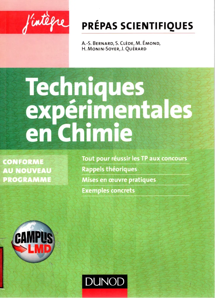 Couverture de Technique expérimentales en chimie