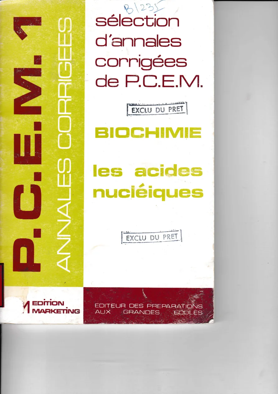 Couverture de Biochimie. Les acides nucléiques