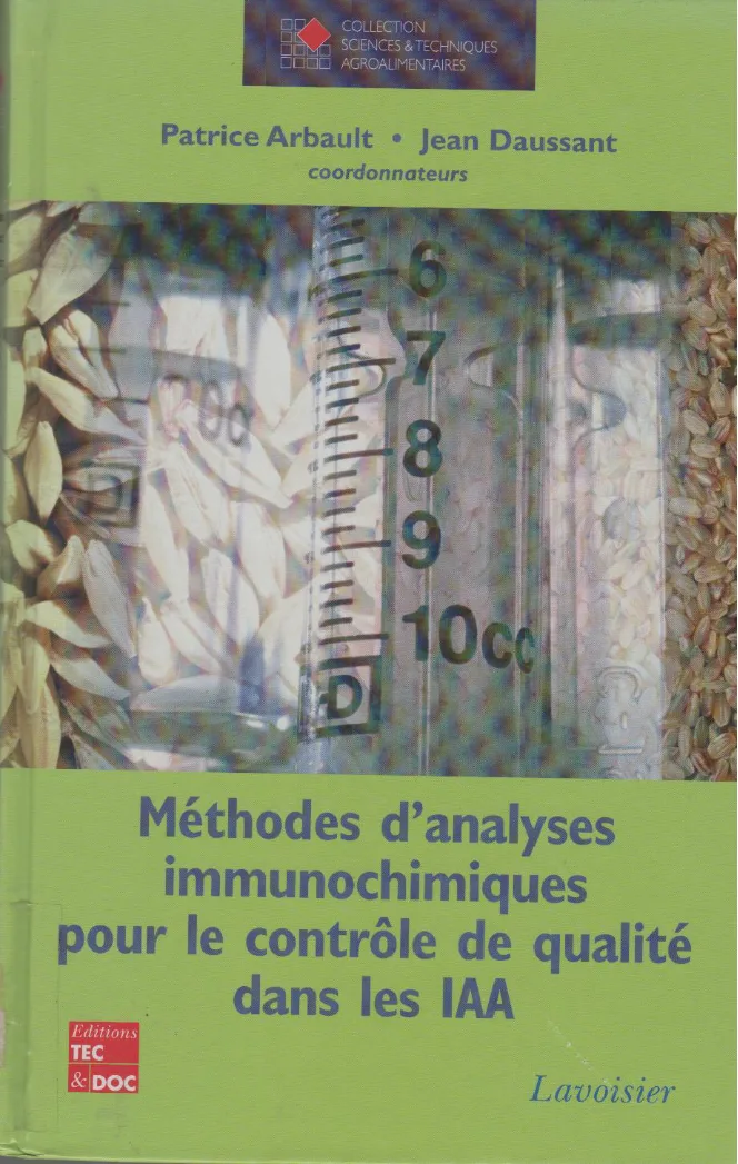Couverture de Méthodes d'analyses immunochimiques pour le contrôle de qualité dans les IAA