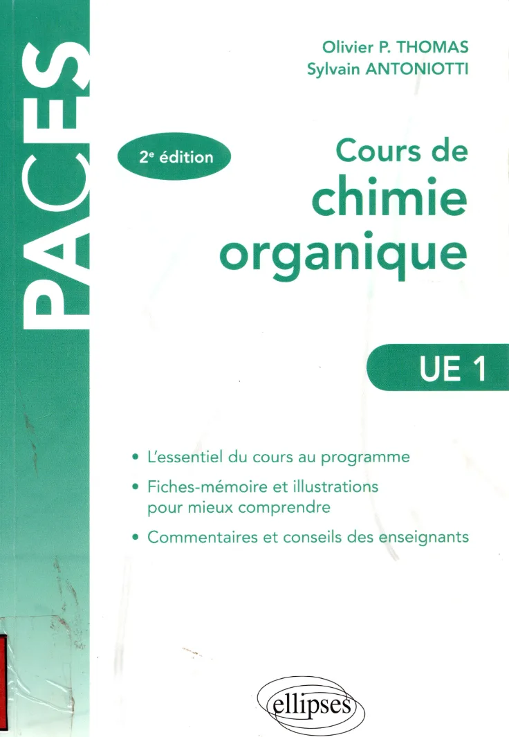 Couverture de Cours de chimie organique ue1