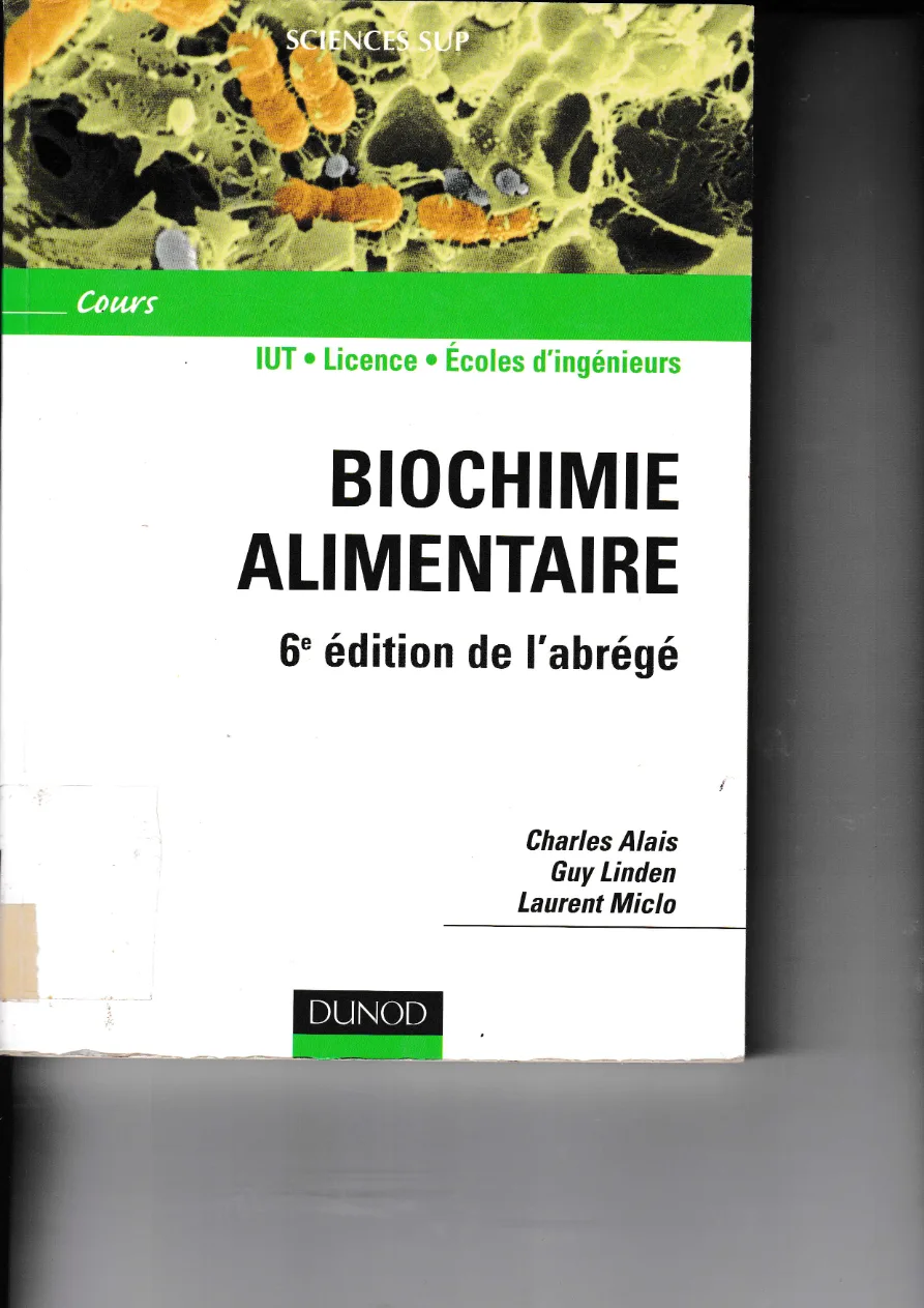 Couverture de Biochimie alimentaire