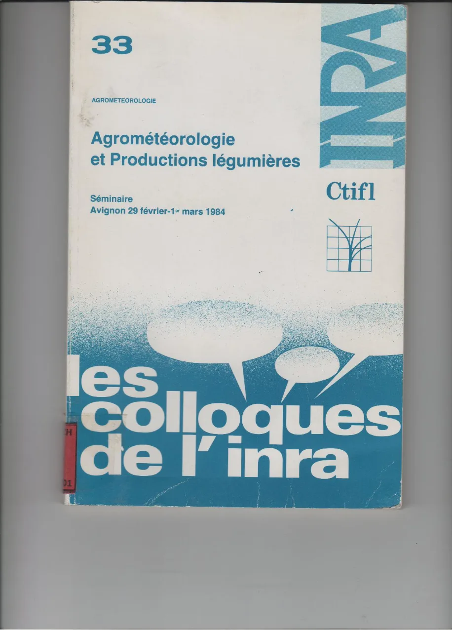 Couverture de Agrométéorologie et productions légumières