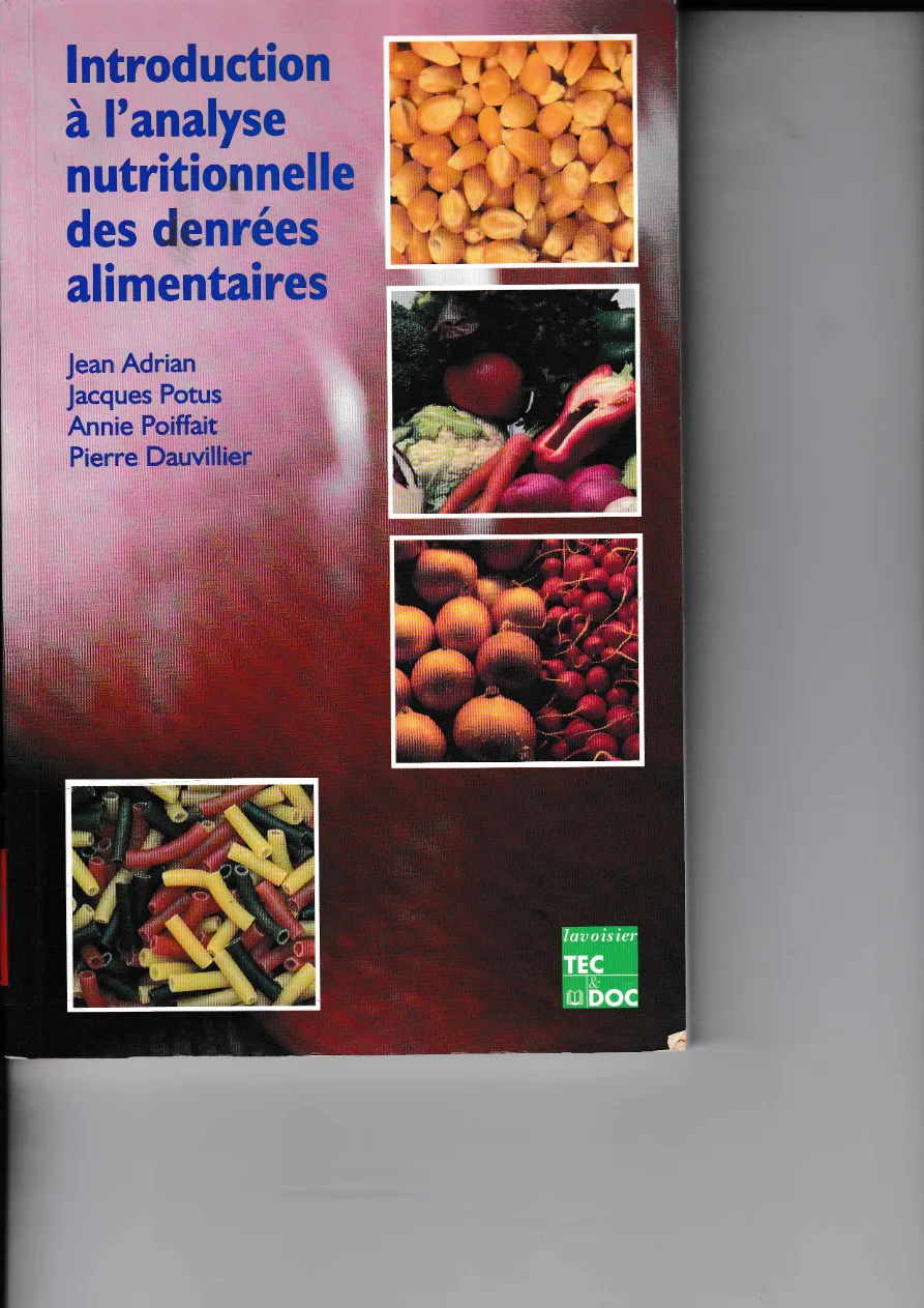 Couverture de Introduction à l'analyse nutritionnelle des denrées alimentaires