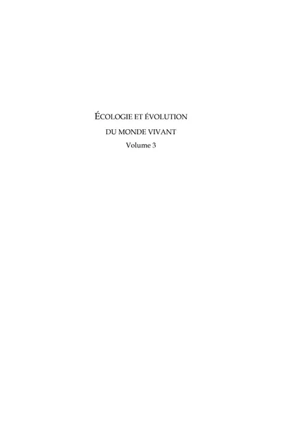 Couverture de Ecologie et évolution du monde vivant volume 3