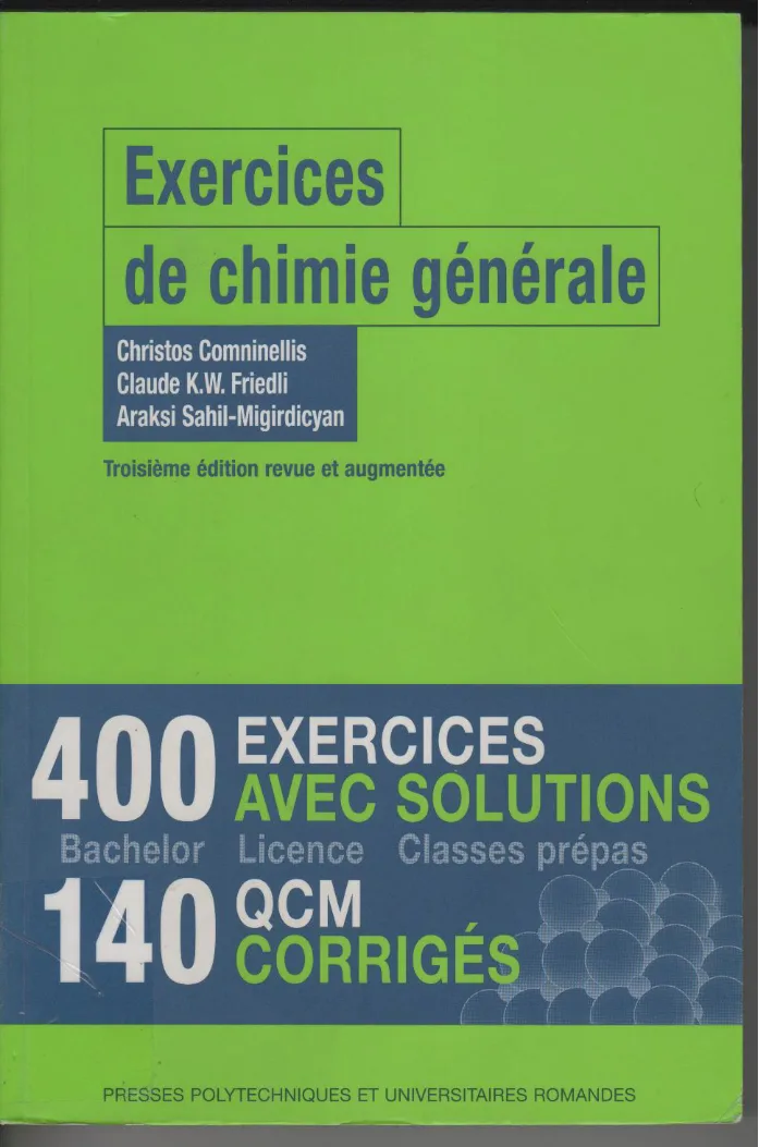 Couverture de Exercices de chimie générale