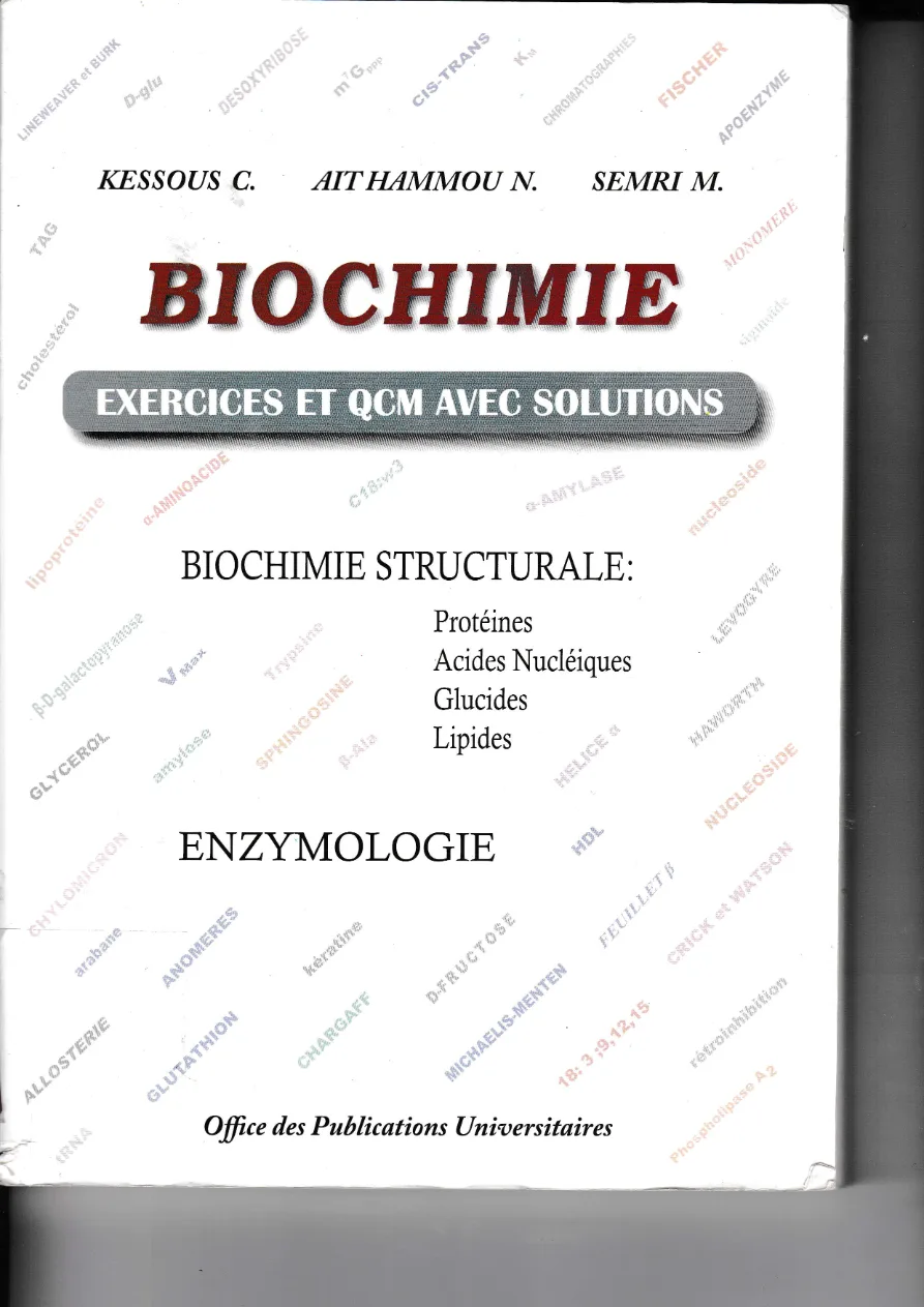 Couverture de Biochimie : exercices et qcm avec solutions