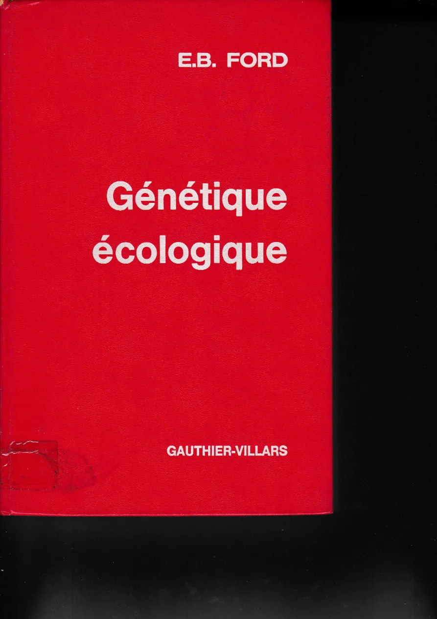 Couverture de Génétique écologique.