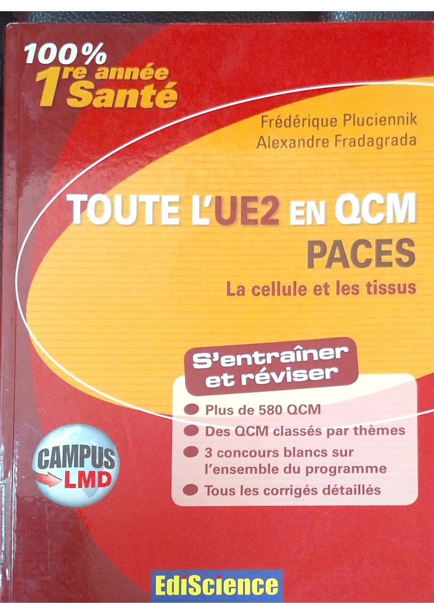Couverture de Tout L' UE2 EN QCM paces : la cellule et les tissus