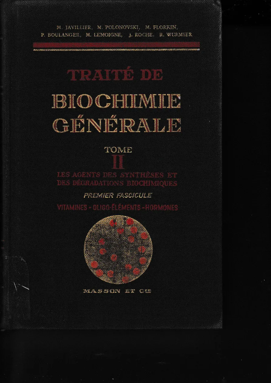 Couverture de Traité de biochimie générale
