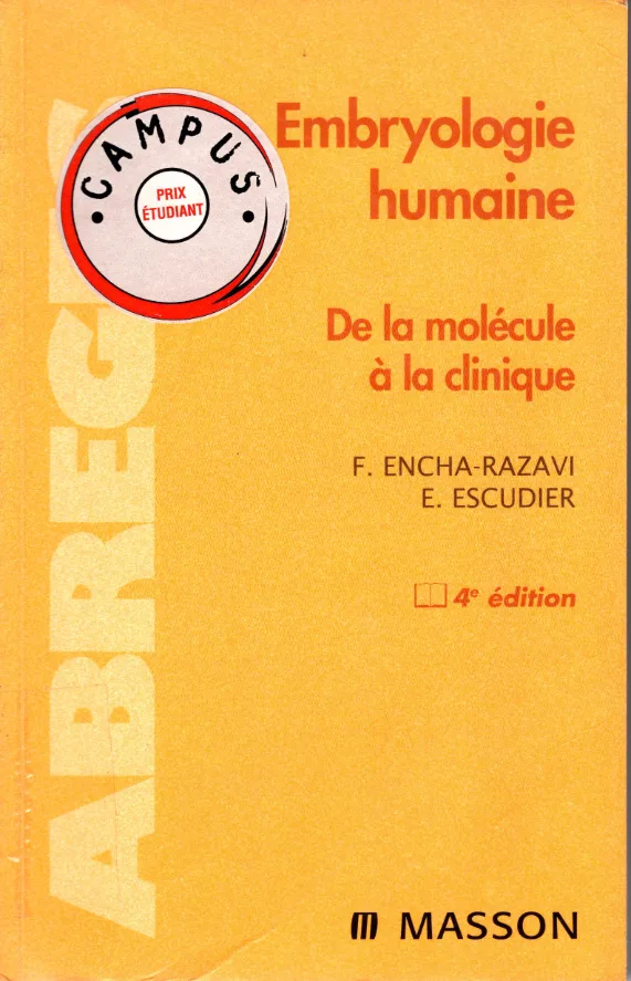 Couverture de Embryologie humaine de la molécule à la clinique