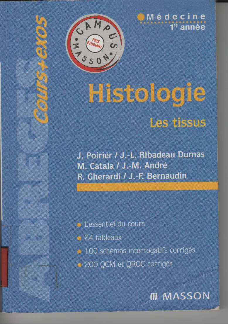 Couverture de Histologie cours et exos : les tissus