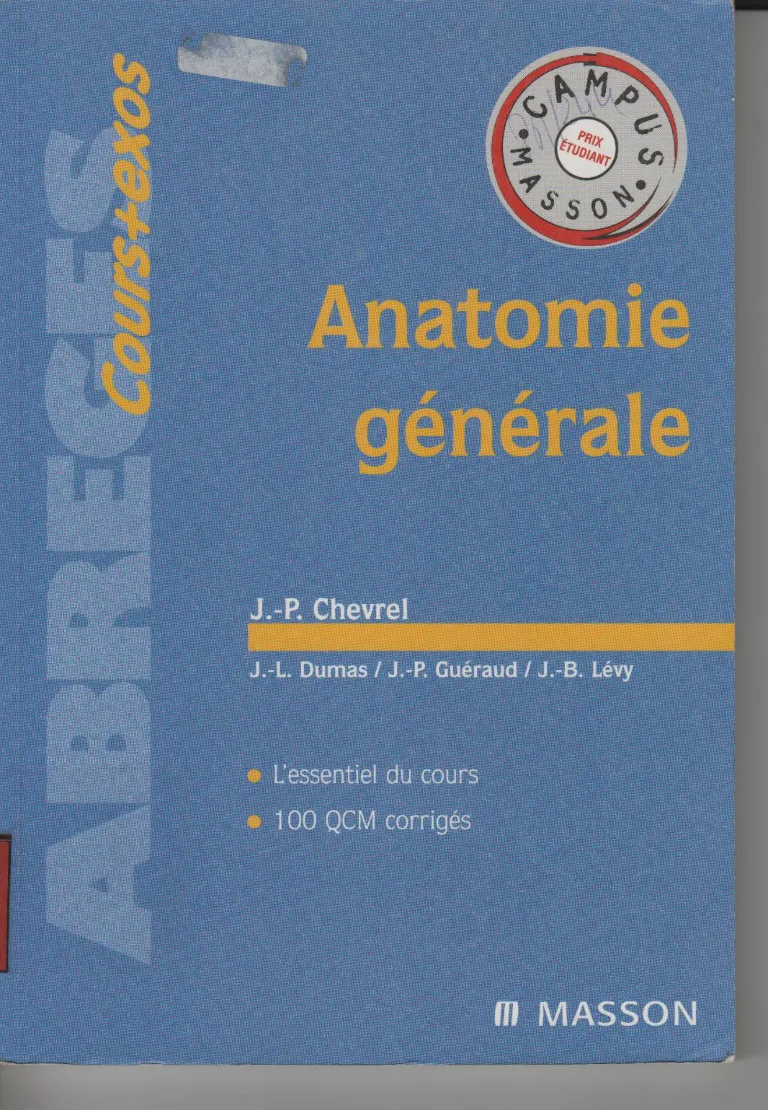 Couverture de Anatomie générale ! cours exos
