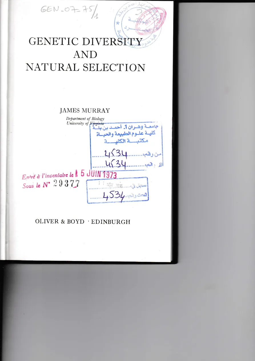 Couverture de Genetic diversity and natural selection.