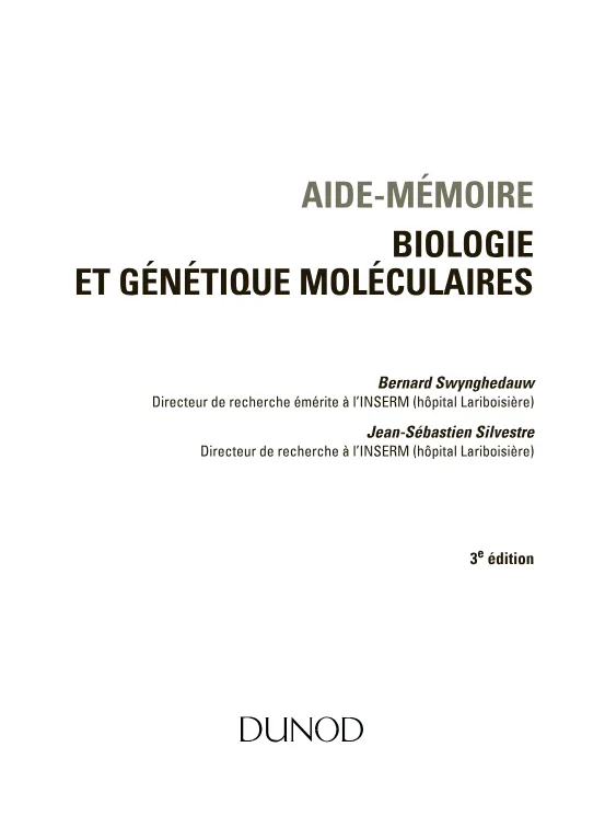 Couverture de Aide-mémoire biologie et génétique moléculaires.