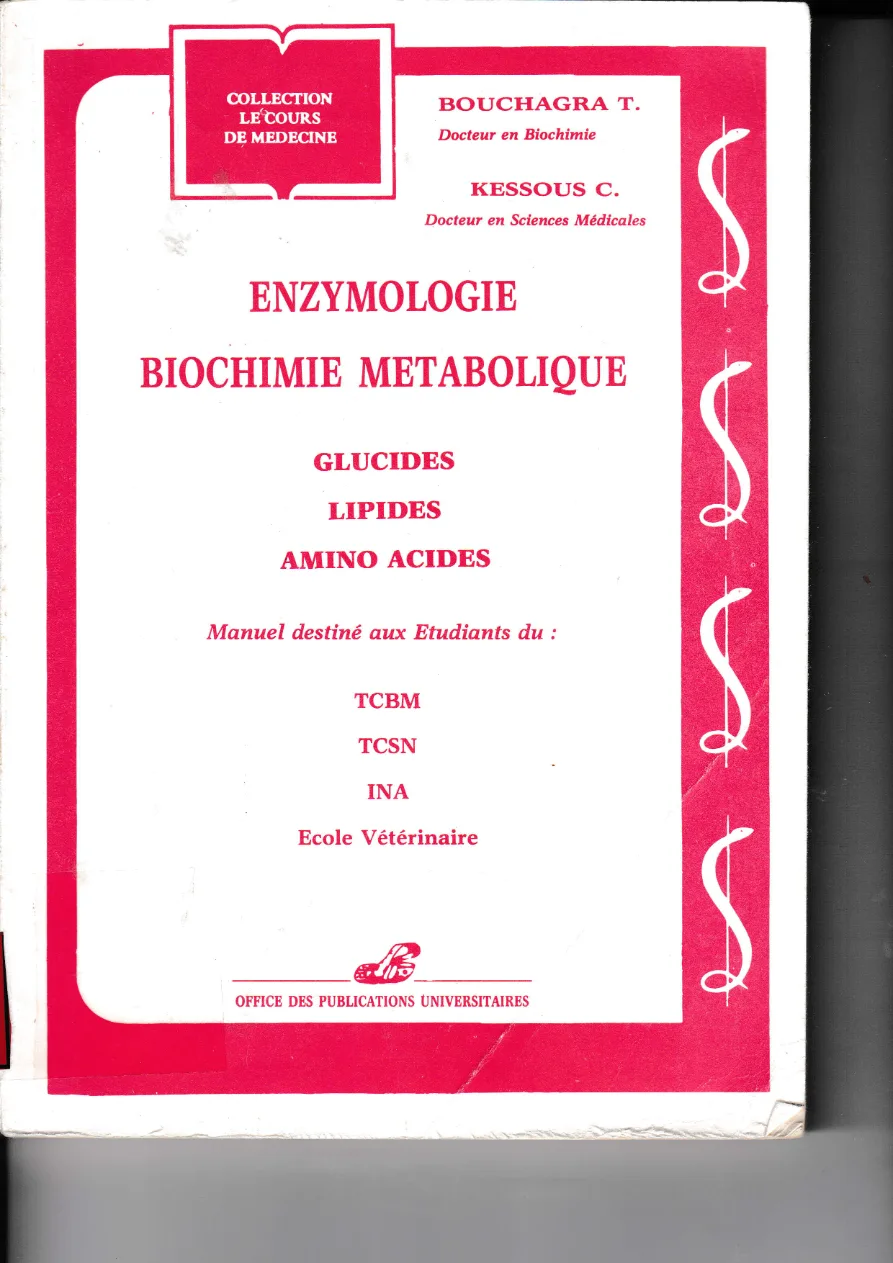 Couverture de Enzymologie .Biochimie metabolique