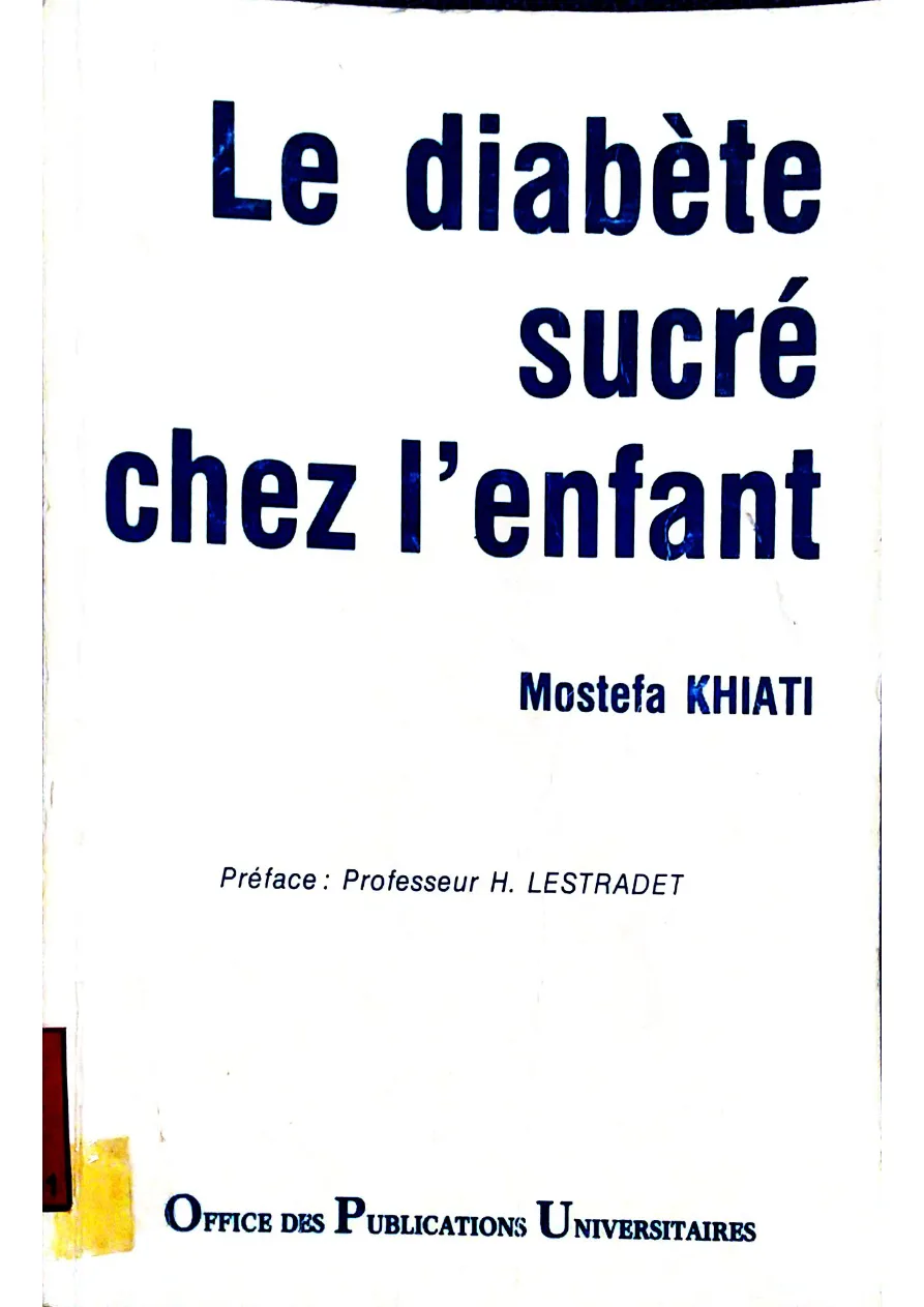 Couverture de Le diabéte sucré chez l'enfant