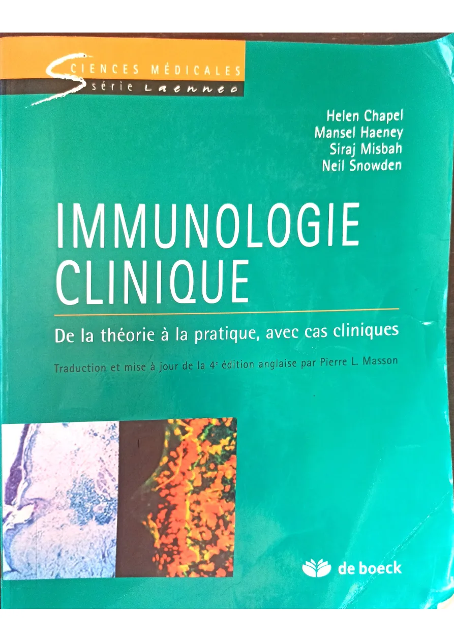 Couverture de Immunologie clinique : De la théorie à la pratique avec cas cliniques.