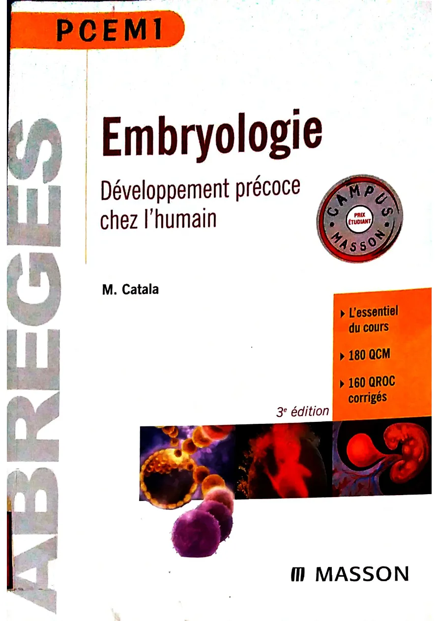 Couverture de Embryologie : Développement précoce chez l'humain.