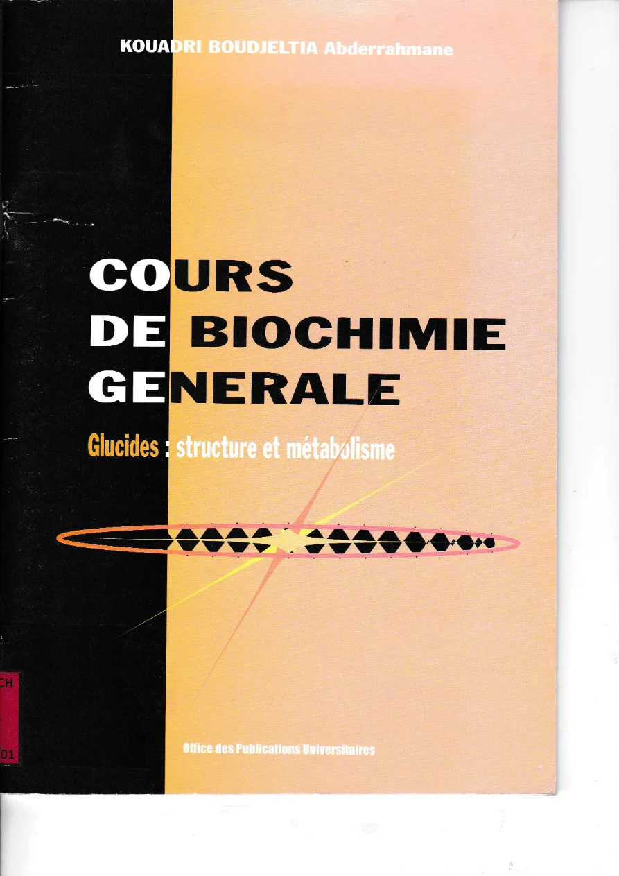 Couverture de Cours de biochimie générale