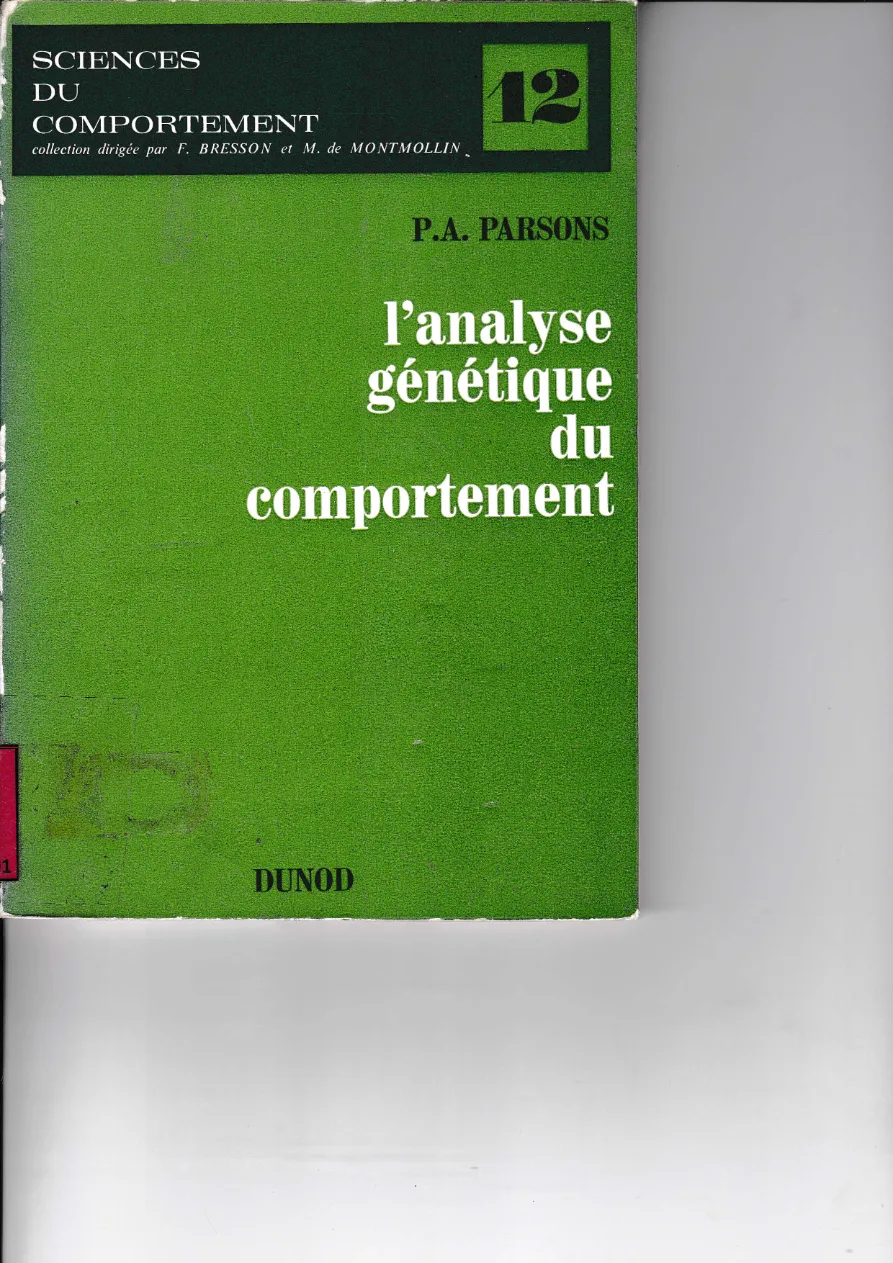 Couverture de L'analyse génétique du comportement