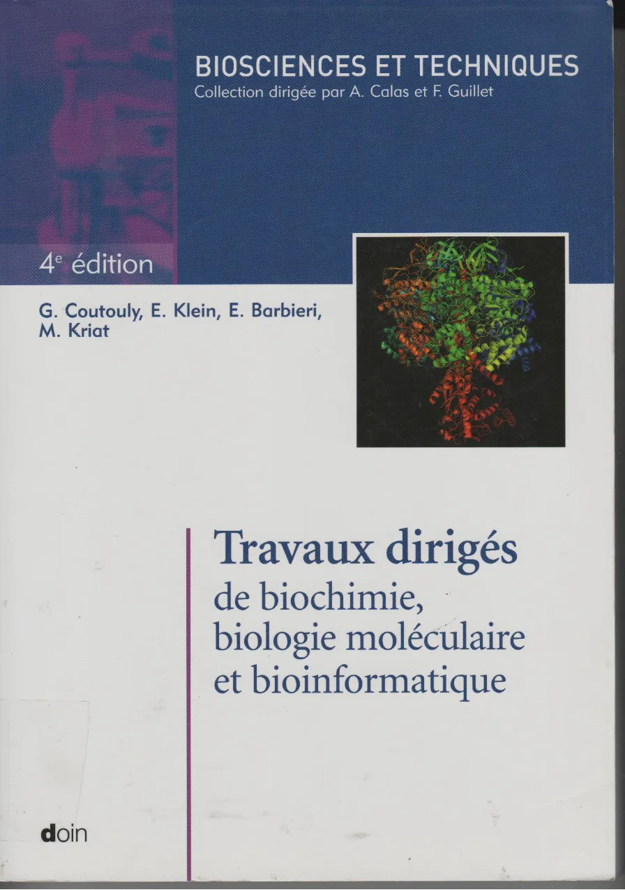 Couverture de Travaux dirigés de biochimie , biologie moléculaire et bioinformatique