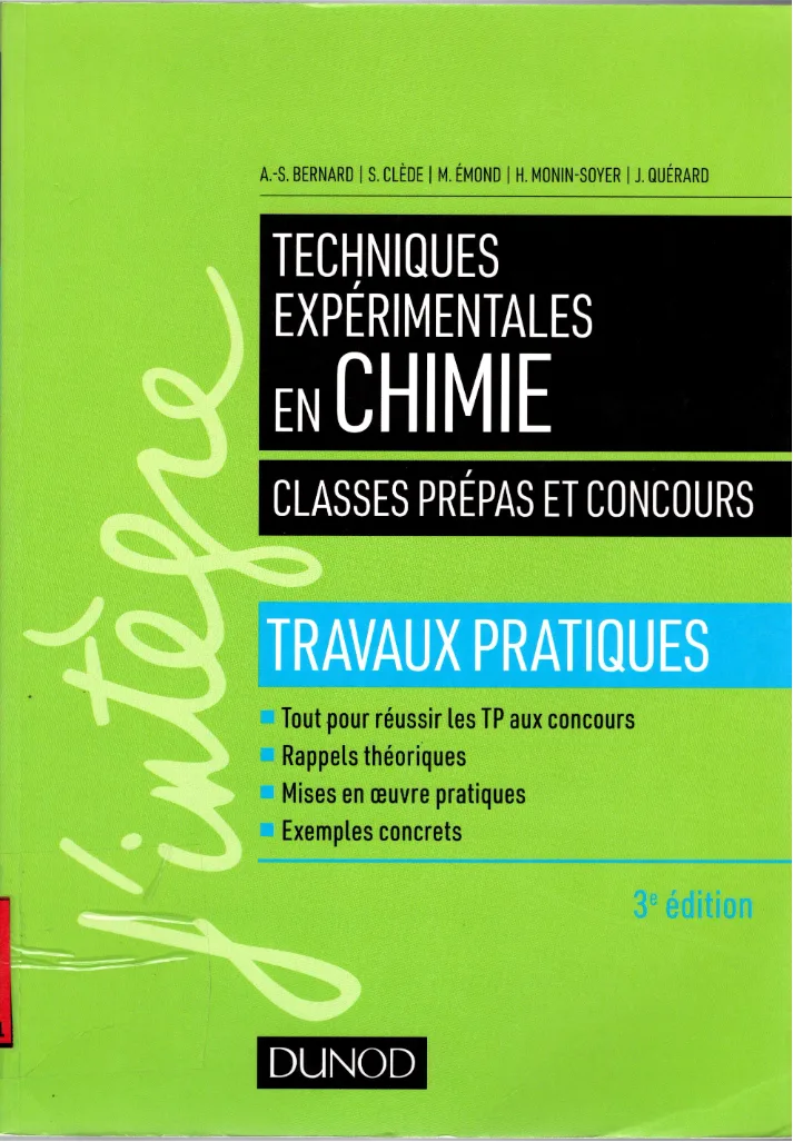 Couverture de Tehniques exprémentales en chemie