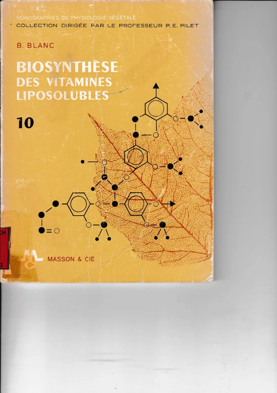 Couverture de Biosynthèse des vitamines liposolubles