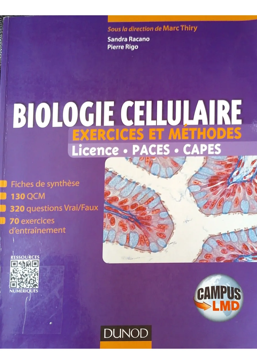 Couverture de Biologie cellulaire : Exercices et méthodes LPC.